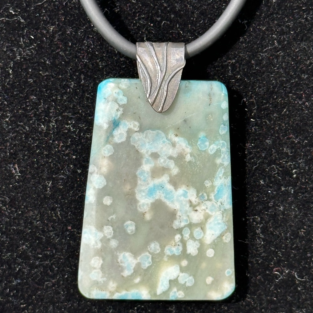 Turquoise Jasper Gemstone Pendant Necklace Sterling Silver Bail